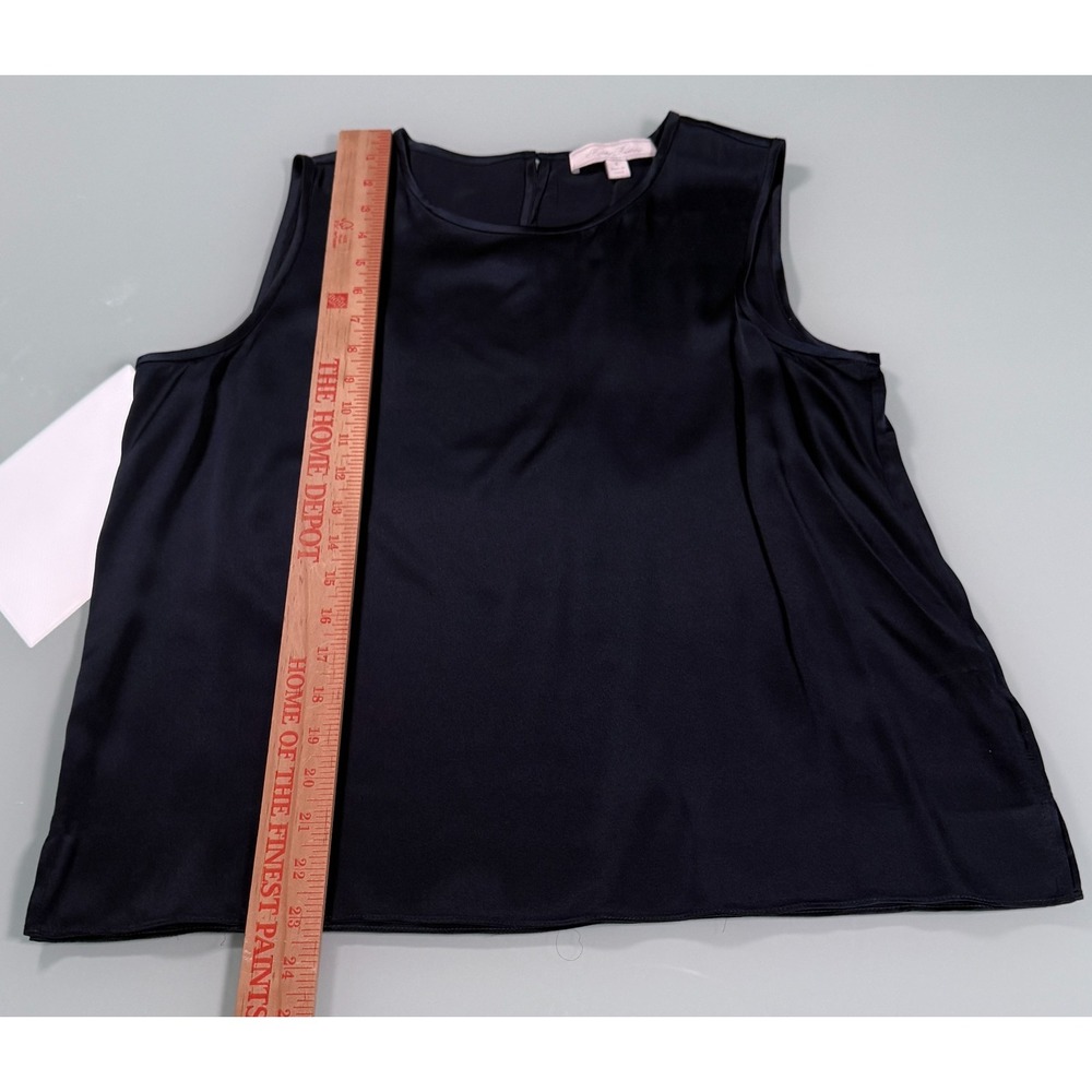 Brooks Brothers 100% Silk Navy Blue Sleeveless Blouse Shell Top Keyhole Womens-8 - Picture 10 of 11